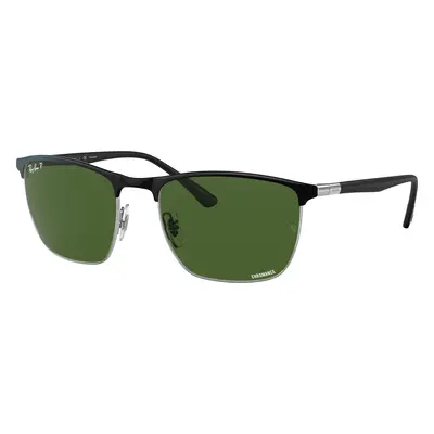 Ray-Ban Unisex Sunglass RB3686 Chromance - Frame color: Black On Silver, Lens color: Dark Green