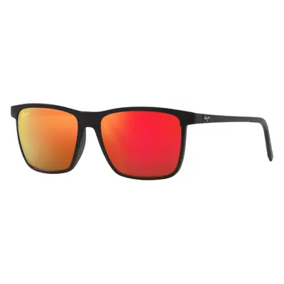 Maui Jim Unisex Sunglass One Way - Frame color: Black Matte, Lens color: Red Mirror Polarized