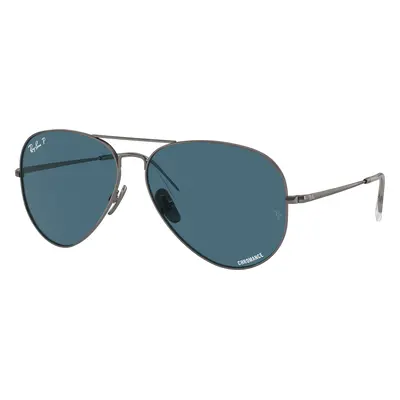 Ray-Ban Unisex Sunglass RB8089 Aviator Titanium - Frame color: Gunmetal, Lens color: Blue