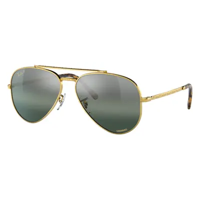 Ray-Ban Unisex Sunglass RB3625 New Aviator - Frame color: Gold, Lens color: Silver/Blue