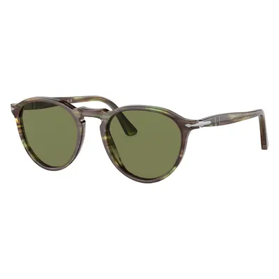 Persol Unisex Sunglass PO3286S - Frame color: Striped Green, Lens color: Light Green