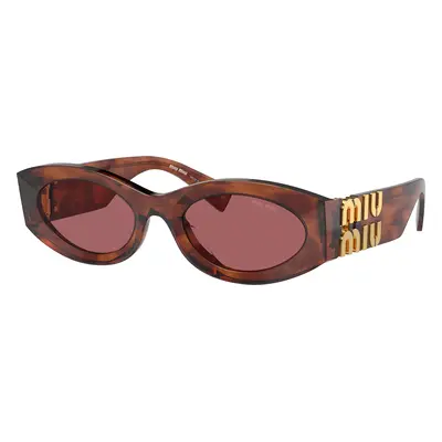 Miu Miu Woman Sunglass MU 11WS - Frame color: Striped Tobacco, Lens color: Dark Violet