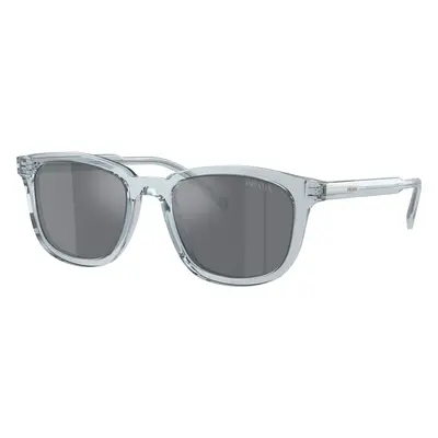 Prada Man Sunglass PR A21S - Frame color: Transparent Azure, Lens color: Dark Grey Flash Silver