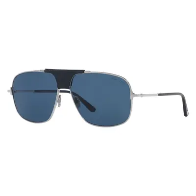 Tom Ford Man Sunglass Tex - Frame color: Silver Shiny, Lens color: Blue