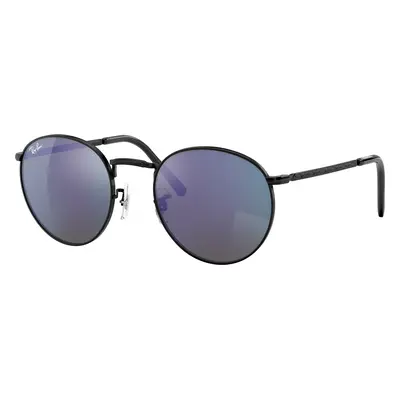 Ray-Ban Unisex Sunglass RB3637 New Round - Frame color: Black, Lens color: Green Mirror Blue