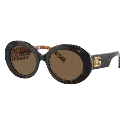 Dolce&Gabbana Woman Sunglass DG4448 - Frame color: Havana On White Barrow, Lens color: Dark Bro