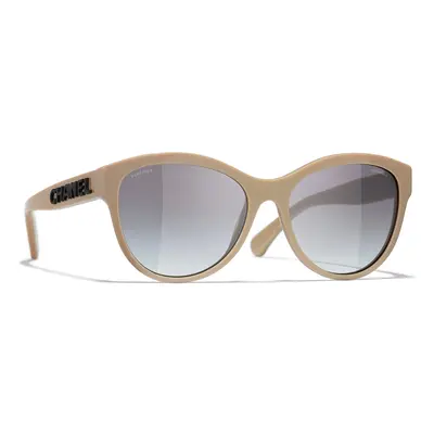 Chanel Woman Sunglass Pantos Sunglasses CH5458 - Frame color: Beige & Taupe, Lens color: Grey