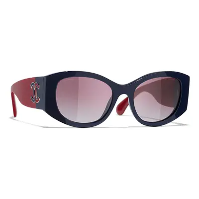 Chanel Woman Sunglass Oval Sunglasses CH5524 - Frame color: Blue, Lens color: Burgundy