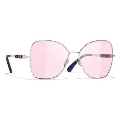 Chanel Woman Sunglass Butterfly Sunglasses CH4283 - Frame color: Silver, Lens color: Pink & Pur