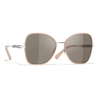 Chanel Woman Sunglass Butterfly Sunglasses CH4283 - Frame color: Silver, Lens color: Brown