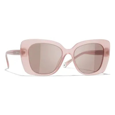 Chanel Woman Sunglass Rectangle Sunglasses CH5504 - Frame color: Light Pink, Lens color: Gray