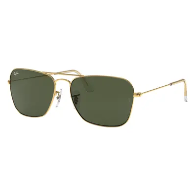 Ray-Ban Unisex Sunglass RB3136 Caravan - Frame color: Arista Gold, Lens color: G-15 Green