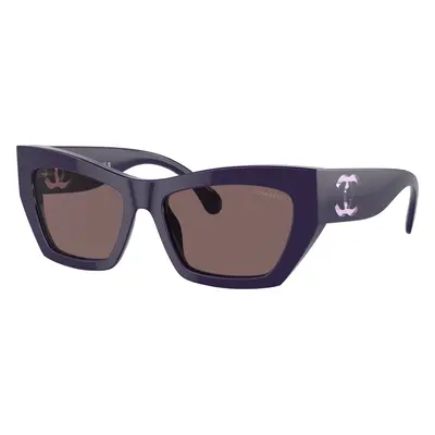 Chanel Woman Sunglass Cat Eye Sunglasses CH5527 - Frame color: Purple, Lens color: Purple & Pin