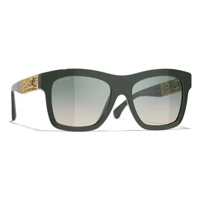 Chanel Woman Sunglass Square Sunglasses CH5533 - Frame color: Kaki Green, Lens color: Light Gre