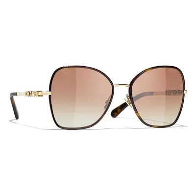 Chanel Woman Sunglass Butterfly Sunglasses CH4283 - Frame color: Gold, Lens color: Brown