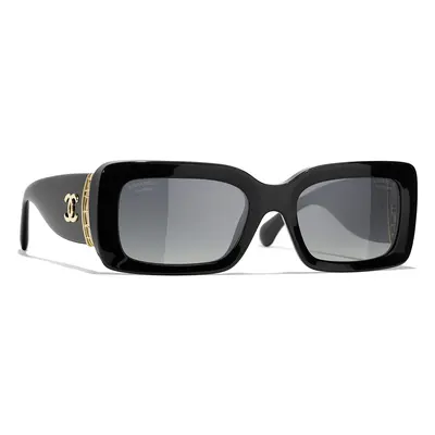 Chanel Woman Sunglass CH5534 Rectangle Sunglasses CH5534 - Frame color: Black, Lens color: Grey