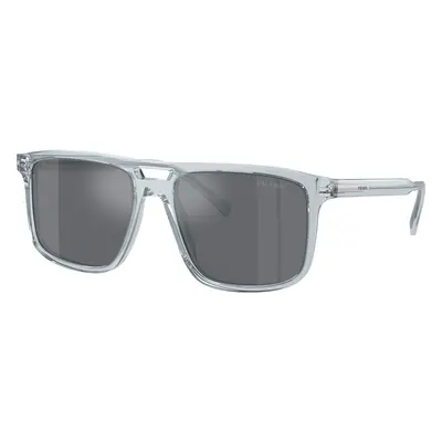 Prada Man Sunglass PR A22S - Frame color: Transparent Azure, Lens color: Dark Grey Flash Silver