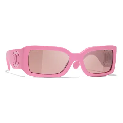 Chanel Woman Sunglass Rectangle Sunglasses CH5526 - Frame color: Baby Pink, Lens color: Purple 