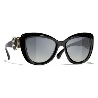 Chanel Woman Sunglass Butterfly Sunglasses CH5517 - Frame color: Black, Lens color: Grey