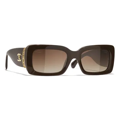 Chanel Woman Sunglass CH5534 Rectangle Sunglasses CH5534 - Frame color: Dark Taupe, Lens color: