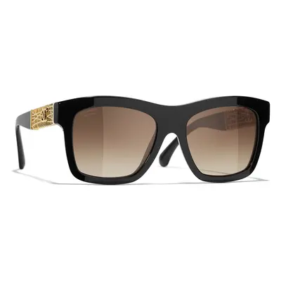 Chanel Woman Sunglass CH5533 Square Sunglasses CH5533 - Frame color: Black, Lens color: Brown