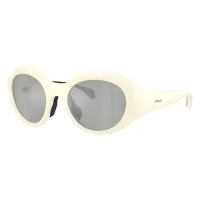 Moncler Unisex Sunglass ME8005 Futuro - Frame color: Matt Butter, Lens color: Clear Mirror Silv