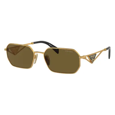 Prada Woman Sunglass PR A51S - Frame color: Matte Gold, Lens color: Dark Brown