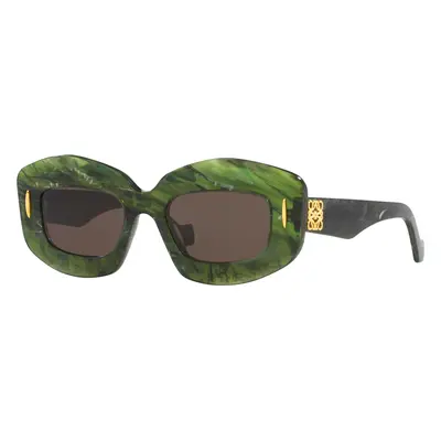 Loewe Woman Sunglass Chunky Anagram LW40114I - Frame color: Green, Lens color: Brown