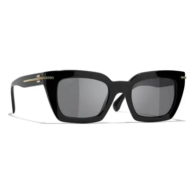 Chanel Woman Sunglass Square Sunglasses CH5509 - Frame color: Black, Lens color: Gray