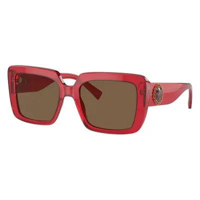 Versace Woman Sunglass VE4384B - Frame color: Transparent Red, Lens color: Dark Brown