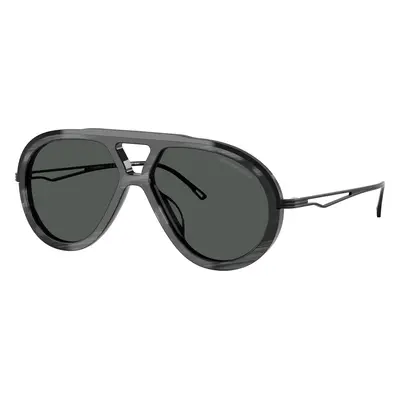 Emporio Armani Man Sunglass EA4242U - Frame color: Shiny Striped Grey, Lens color: Dark Grey