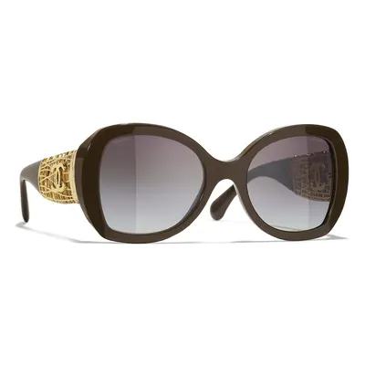 Chanel Woman Sunglass CH5531A Butterfly Sunglasses CH5531A - Frame color: Brown, Lens color: Gr