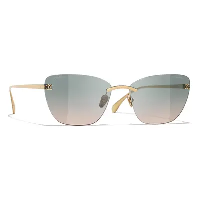 Chanel Woman Sunglass Cat Eye Sunglasses CH4286T - Frame color: Gold, Lens color: Green