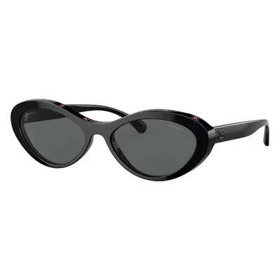 Chanel Woman Sunglass Oval Sunglasses CH5416 - Frame color: Black & Pink, Lens color: Grey