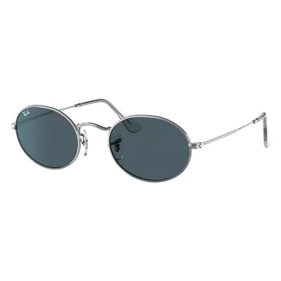 Ray-Ban Unisex Sunglass RB3547 Oval Metal - Frame color: Silver, Lens color: Blue