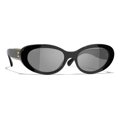 Chanel Woman Sunglass Oval Sunglasses CH5515 - Frame color: Black, Lens color: Black