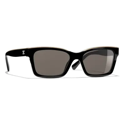 Chanel Woman Sunglass Square Sunglasses CH5417 - Frame color: Black & Beige, Lens color: Brown