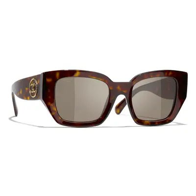 Chanel Woman Sunglass Square Sunglasses CH5506 - Frame color: Dark Tortoise, Lens color: Brown