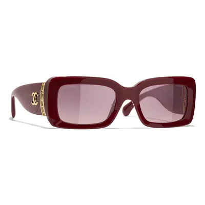 Chanel Woman Sunglass Rectangle Sunglasses CH5534 - Frame color: Browny Red, Lens color: Pink &