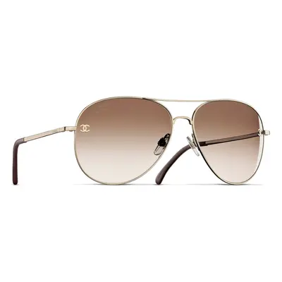 Chanel Woman Sunglass Pilot Sunglasses CH4189TQ - Frame color: Gold & Brown, Lens color: Brown