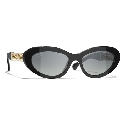 Chanel Woman Sunglass CH5538Q - Frame color: Black, Lens color: Gradient Grey Polar