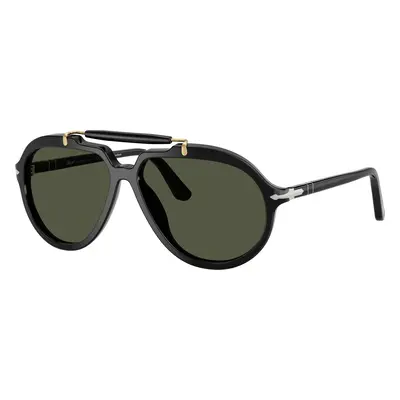 Persol Unisex Sunglass PO0202S - Senna Series - Frame color: Black, Lens color: Green