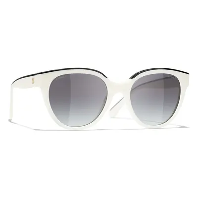 Chanel Woman Sunglass CH5414 Square Sunglasses CH5414 - Frame color: White, Lens color: Grey