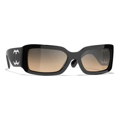 Chanel Woman Sunglass Rectangle Sunglasses CH5526 - Frame color: Black, Lens color: Grey & Brow