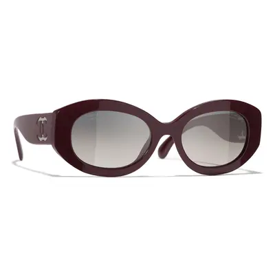 Chanel Woman Sunglass Oval Sunglasses CH5528 - Frame color: Aubergine, Lens color: Grey