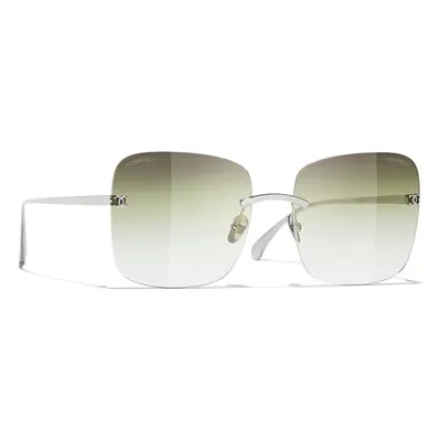 Chanel Woman Sunglass Square Sunglasses CH4287T - Frame color: Silver, Lens color: Green