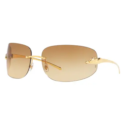 Cartier Unisex Sunglass CT0062S - Frame color: Gold Shiny, Lens color: Brown