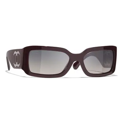 Chanel Woman Sunglass Rectangle Sunglasses CH5526 - Frame color: Aubergine, Lens color: Grey