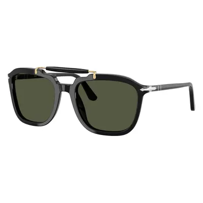 Persol Unisex Sunglass PO0203S - Senna Series - Frame color: Black, Lens color: Green