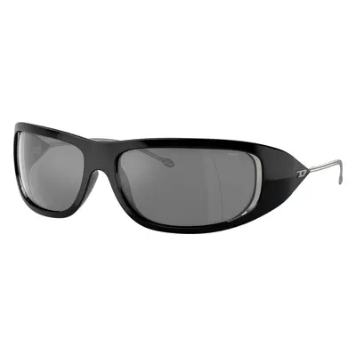 Diesel Unisex Sunglass DL3001 - Frame color: Shiny Black, Lens color: Grey Mirror Silver